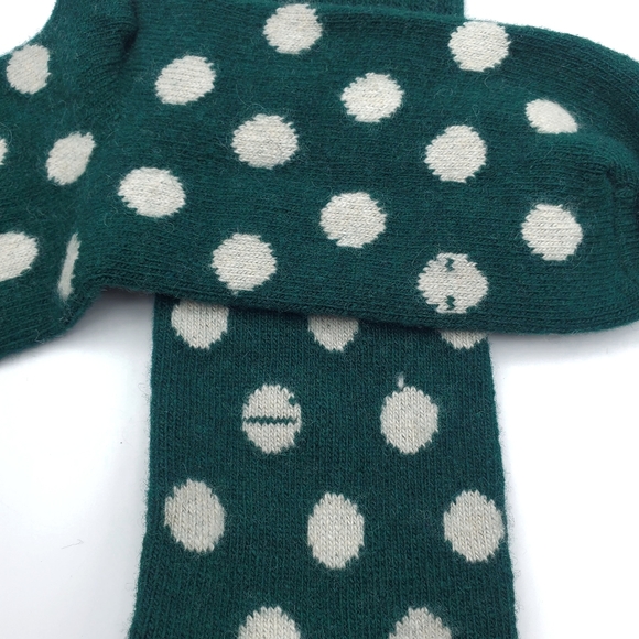 Garnet Hill Dot Socks Cashmere Blend Women's Green White 9-11 Slightly Imperfect - Picture 4 of 6
